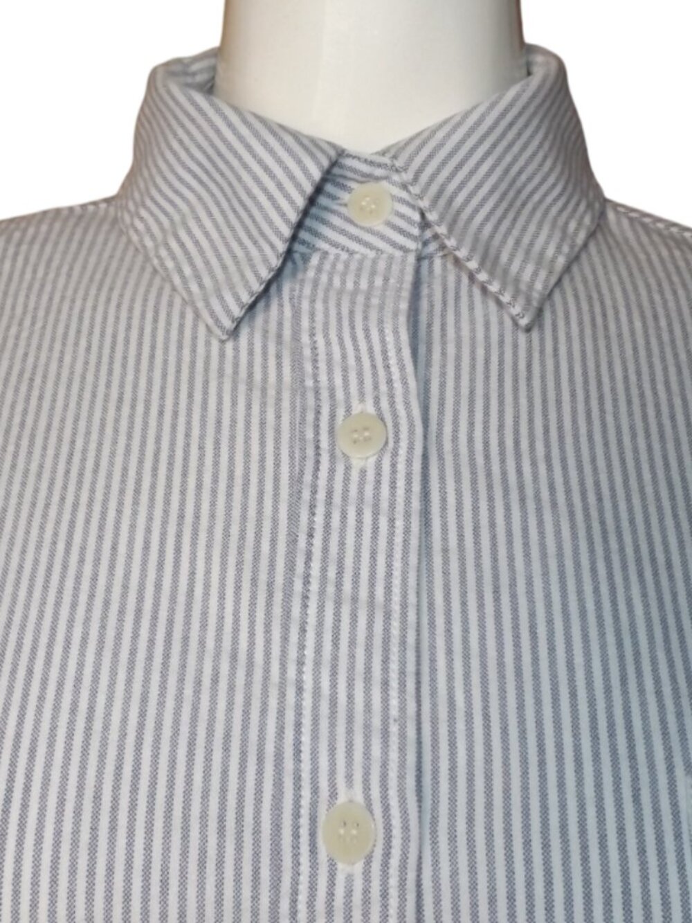 DJERF AVENUE Blouse, M, Breezy Shorter, Blue stripe, Long sleeve, Pocket,Organic - Picture 9 of 13